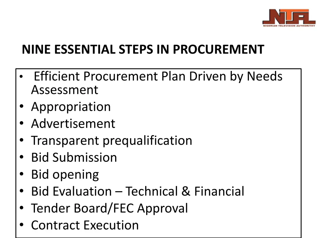 nine essential steps in procurement