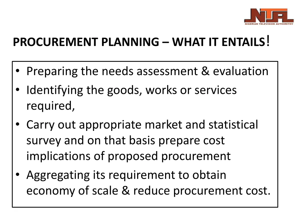 procurement planning what it entails