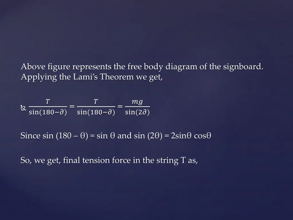 above figure represents the free body diagram