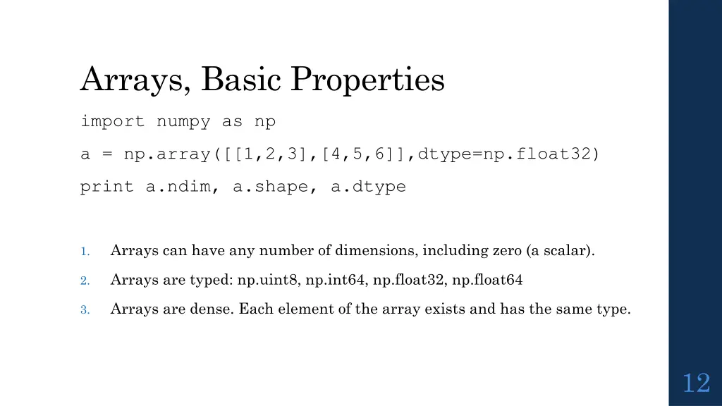 arrays basic properties