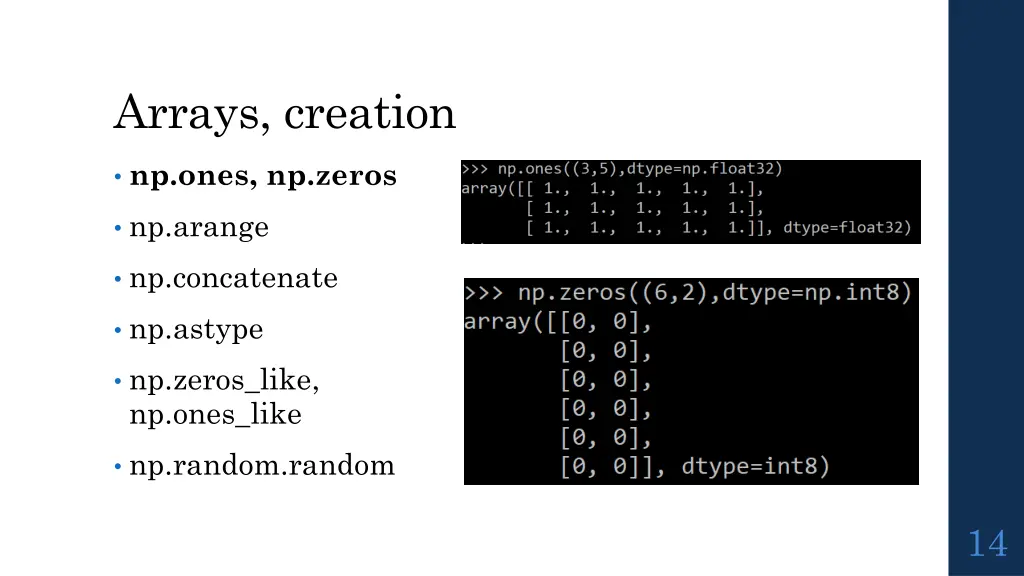 arrays creation 1