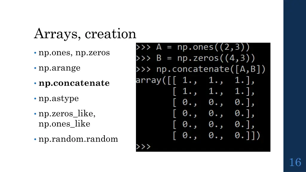 arrays creation 3