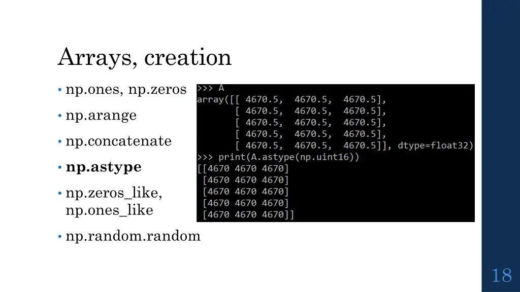 arrays creation 5