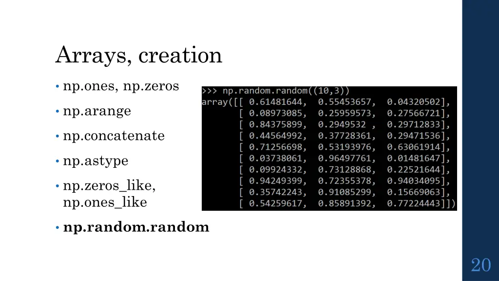 arrays creation 7