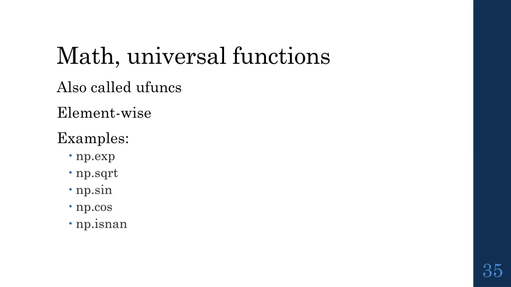 math universal functions