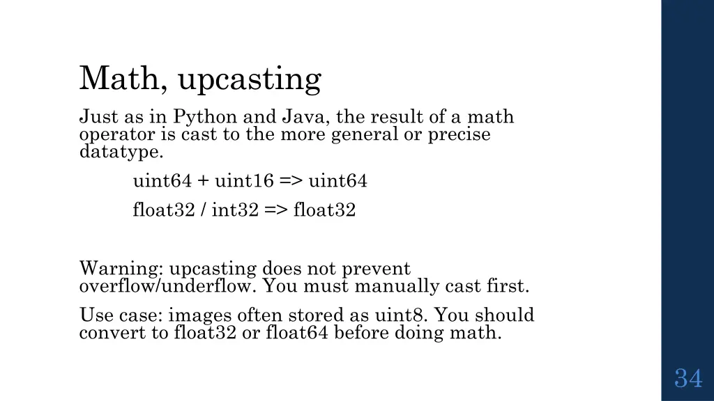 math upcasting just as in python and java