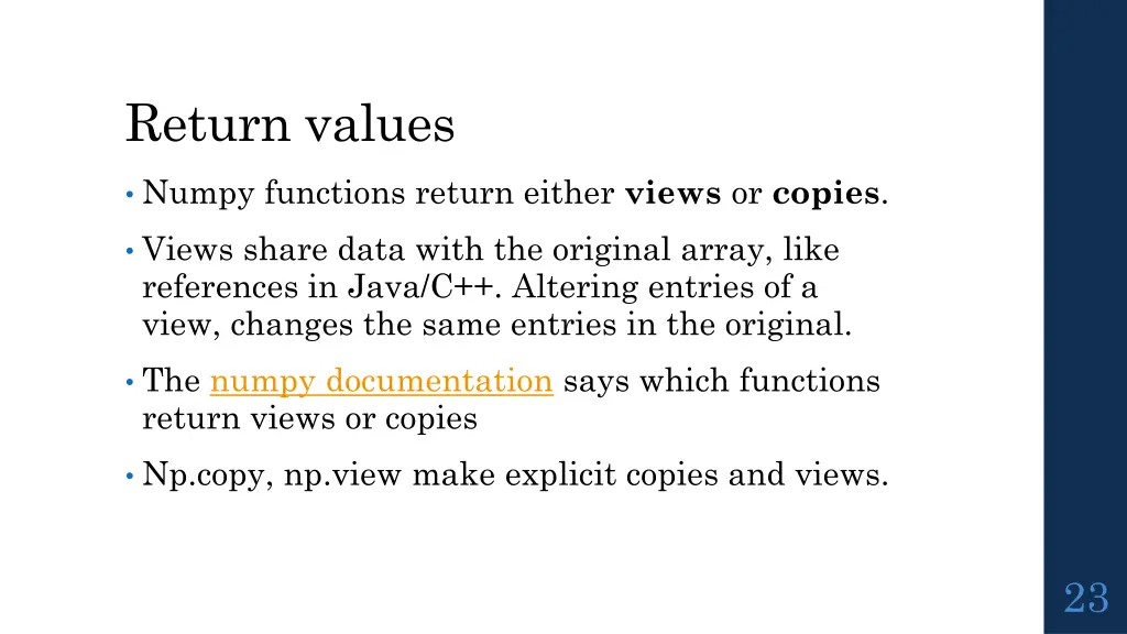 return values