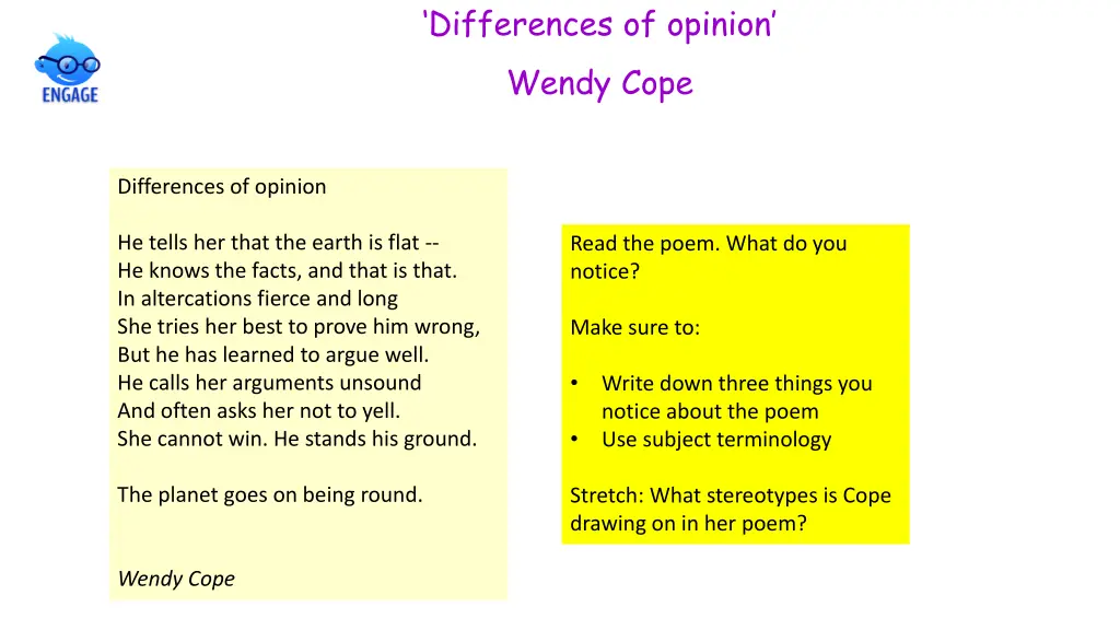 differences of opinion wendy cope