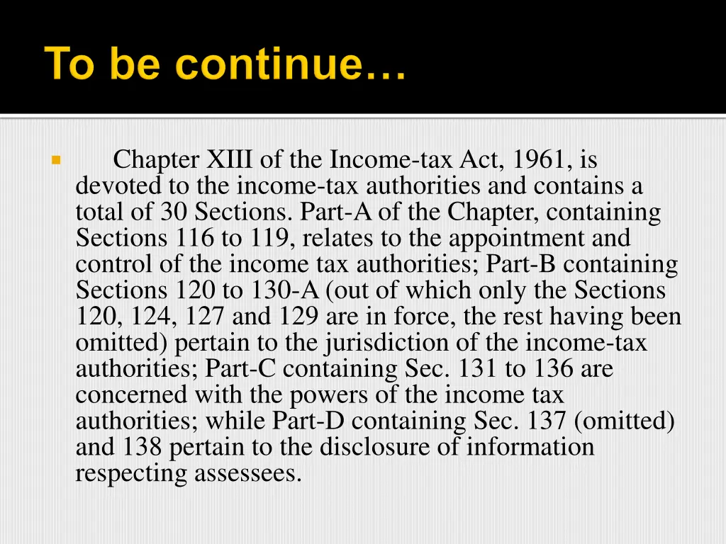 chapter xiii of the income tax act 1961