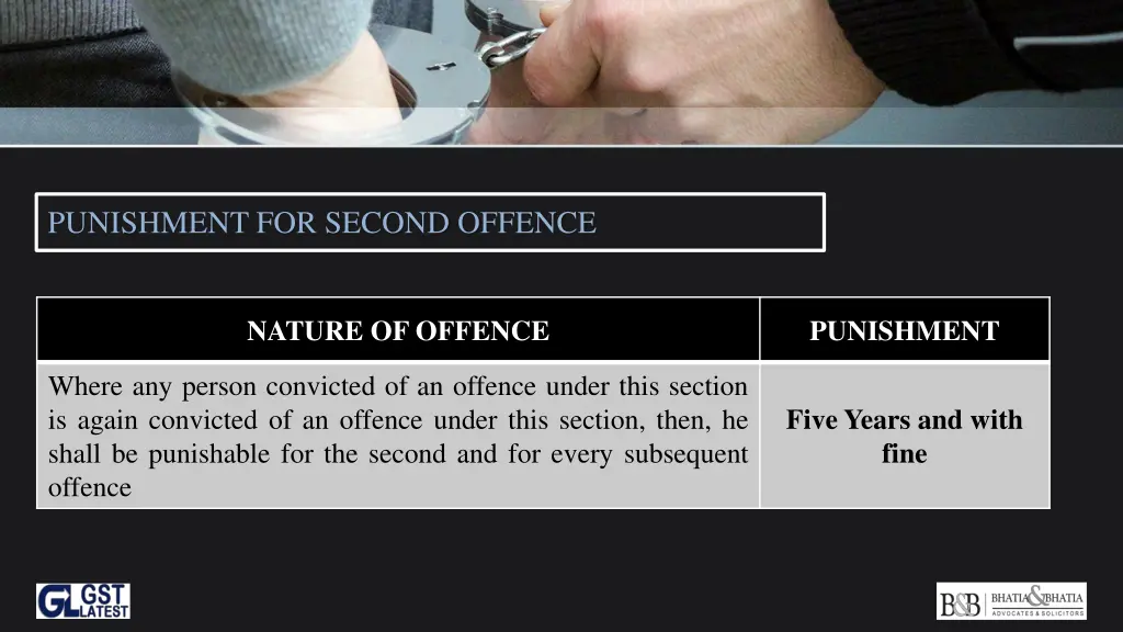 punishment for second offence