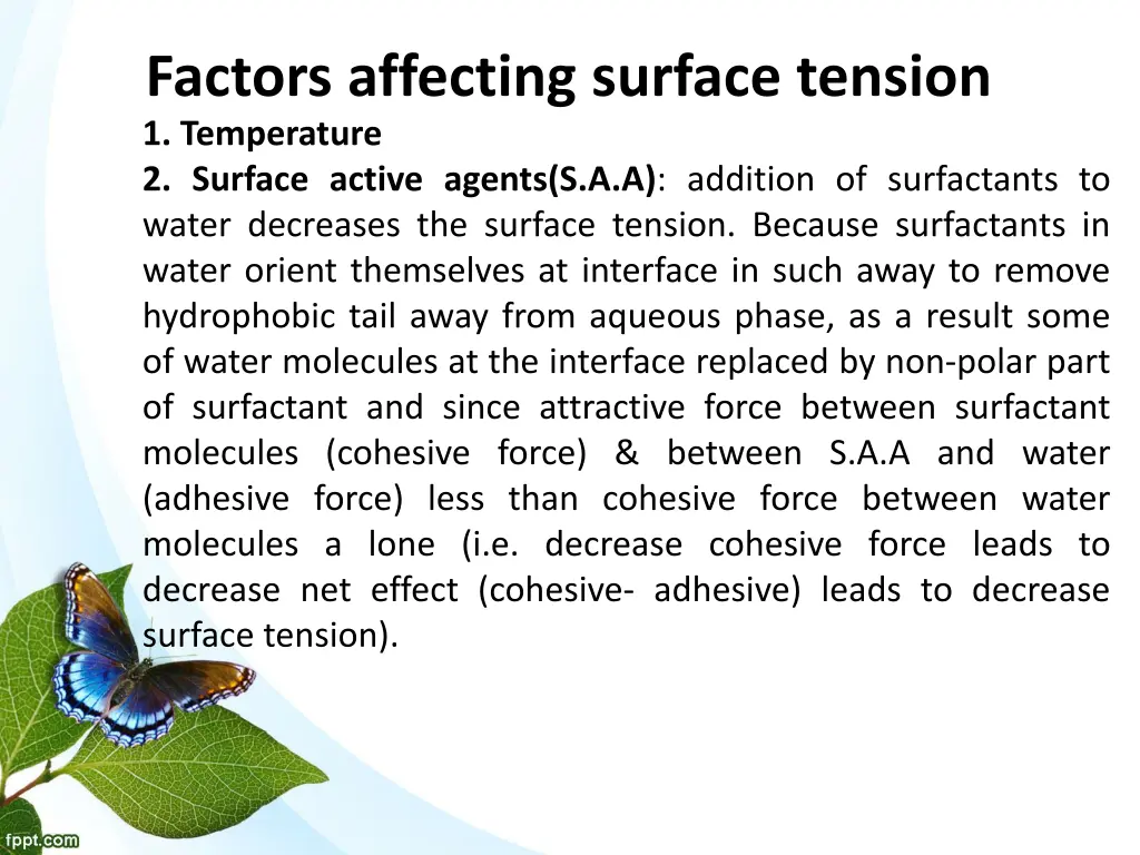 factors affecting surface tension 1 temperature