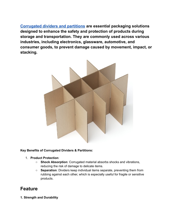 corrugated dividers and partitions are essential