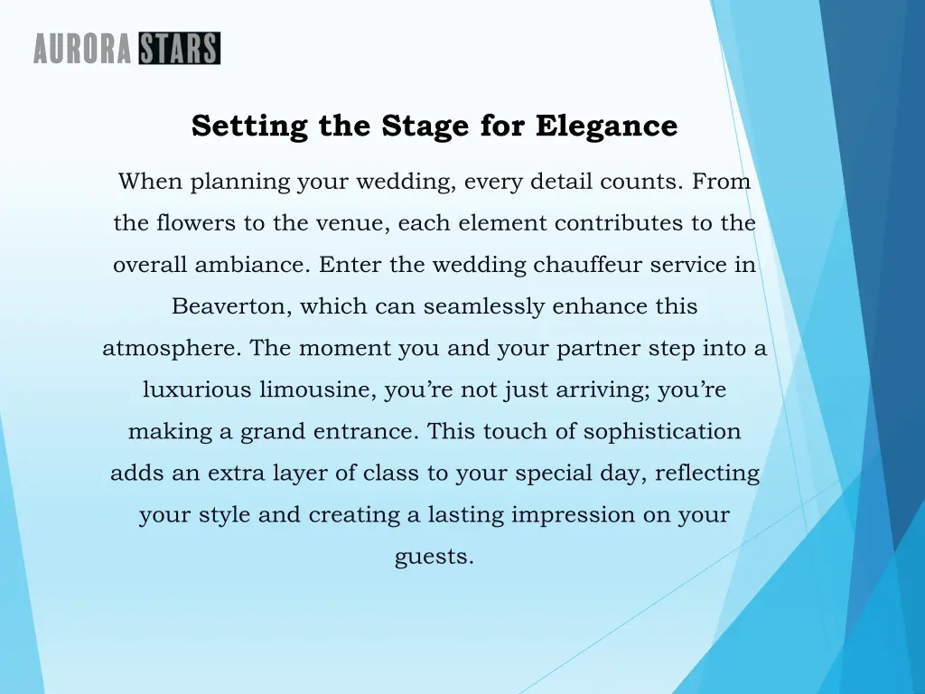 setting the stage for elegance