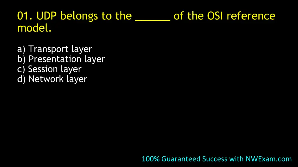 01 udp belongs to the of the osi reference model