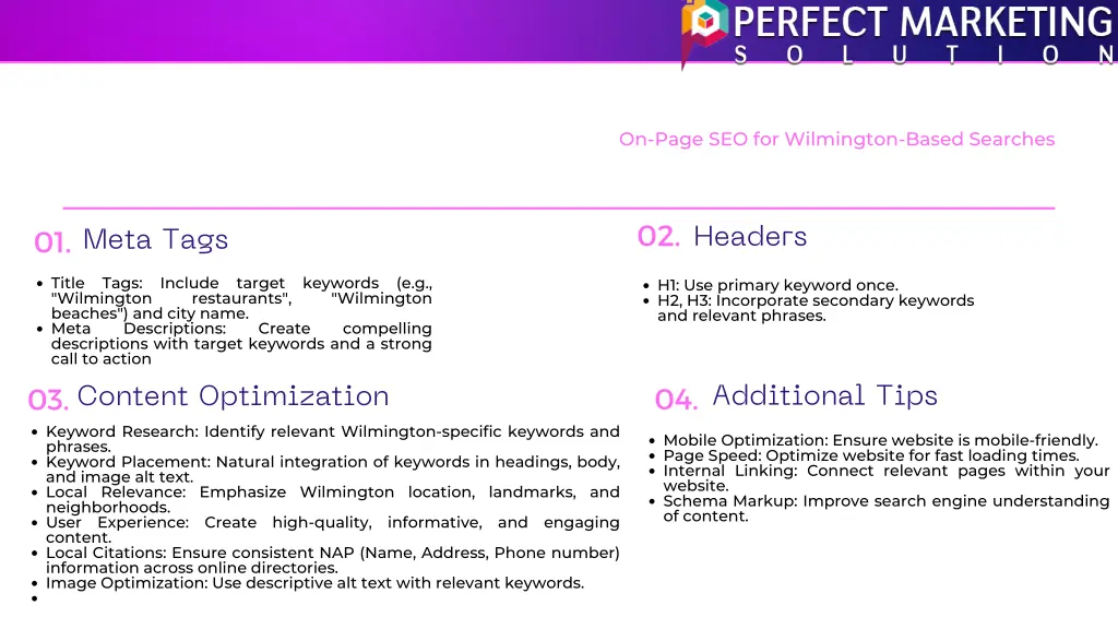 on page seo for wilmington based searches