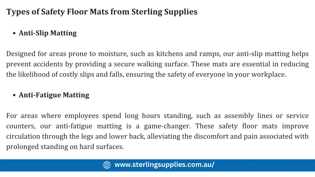 types of safety floor mats from sterling supplies