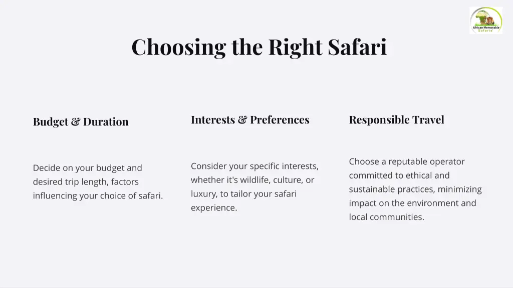 choosing the right safari