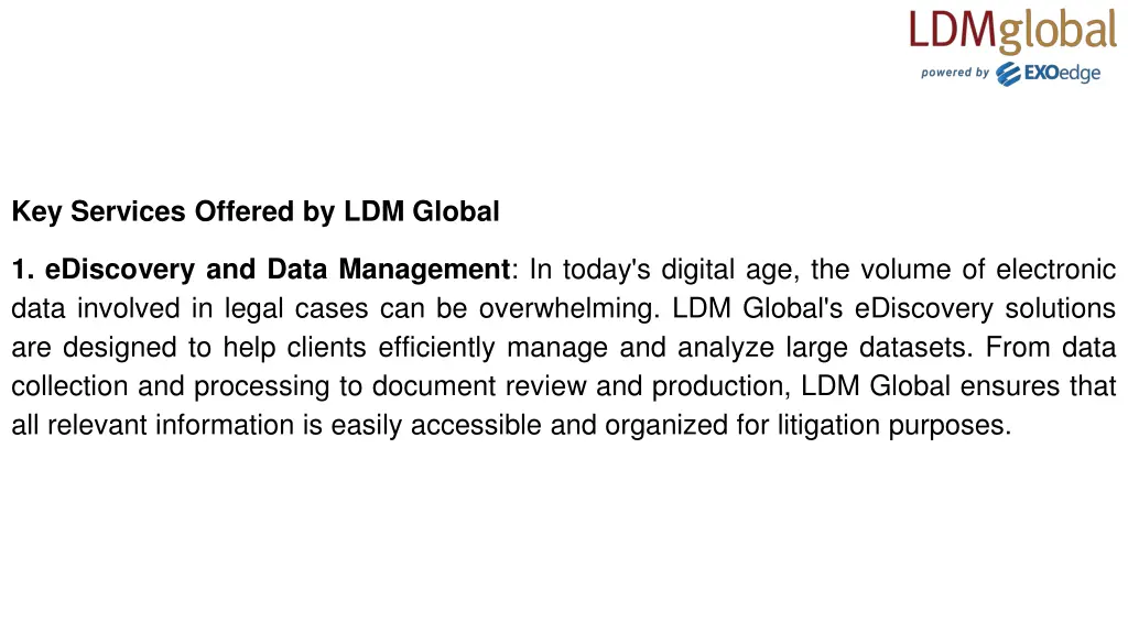 key services offered by ldm global