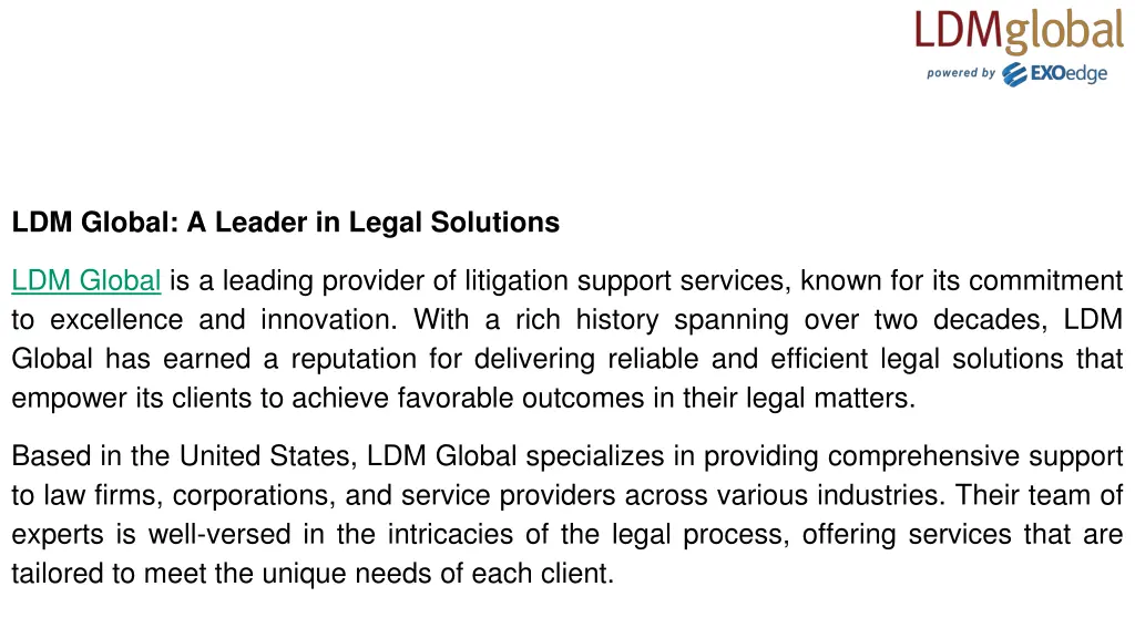 ldm global a leader in legal solutions