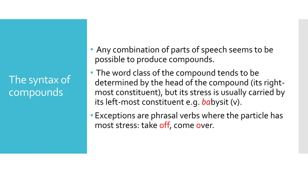 any combination of parts of speech seems