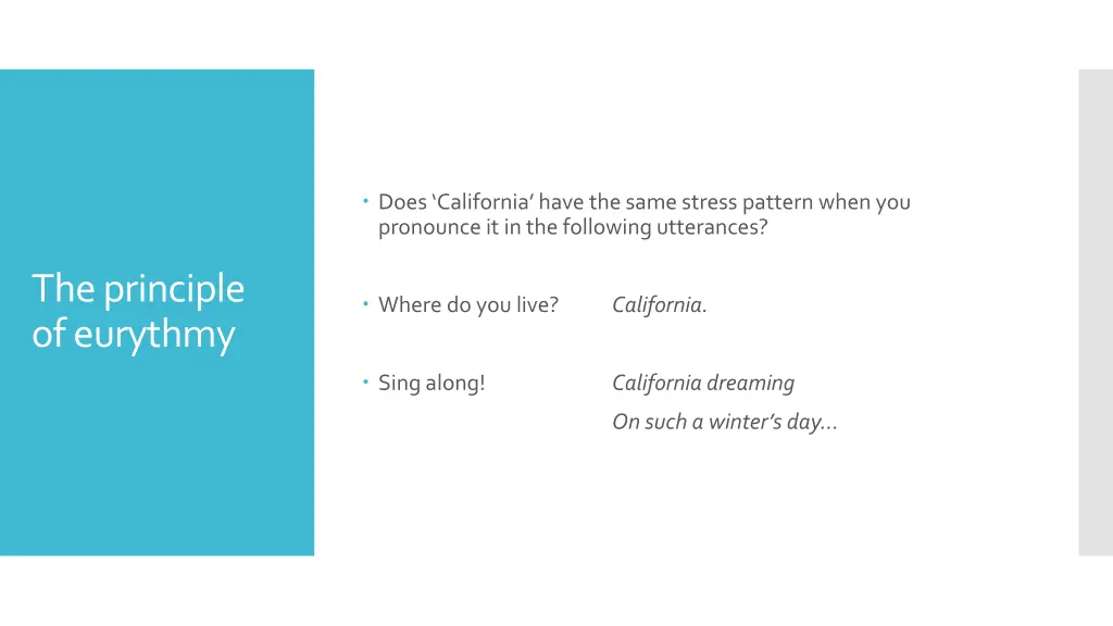 does california have the same stress pattern when