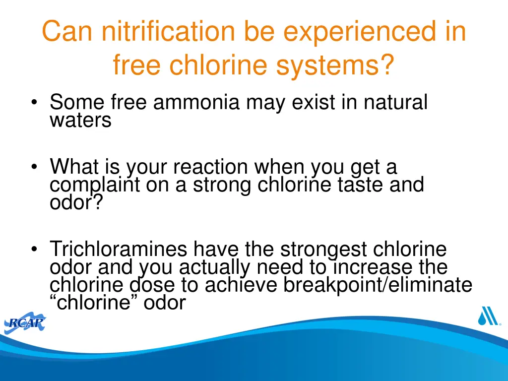 can nitrification be experienced in free chlorine