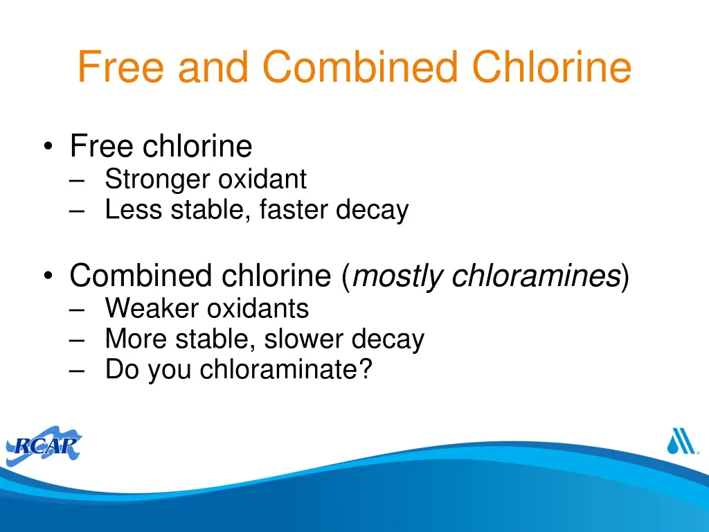 free and combined chlorine