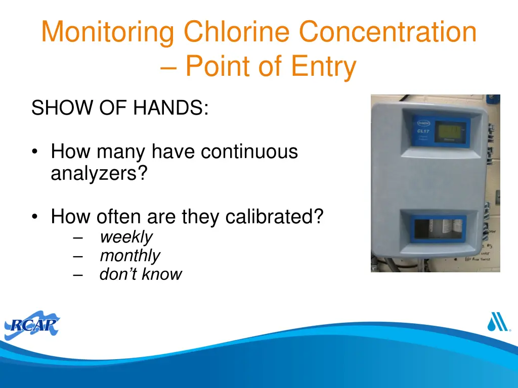 monitoring chlorine concentration point of entry 1