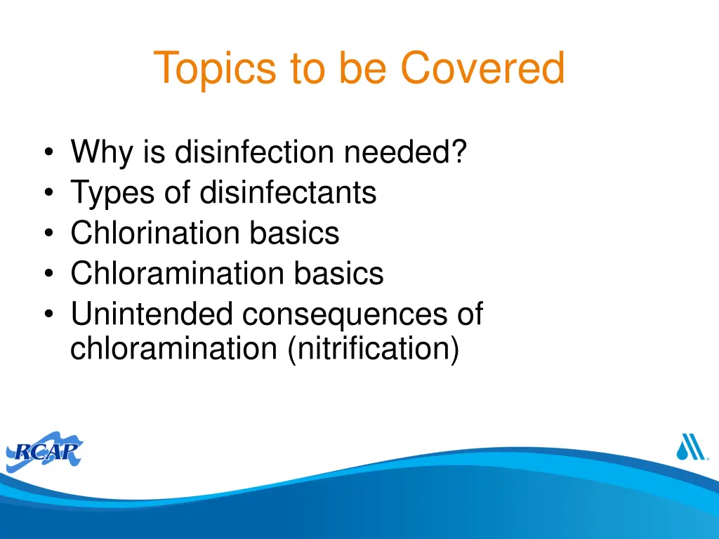 topics to be covered