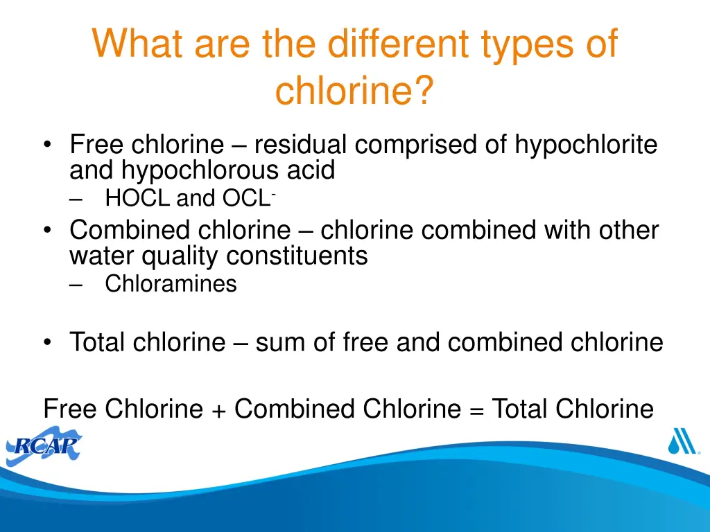 what are the different types of chlorine