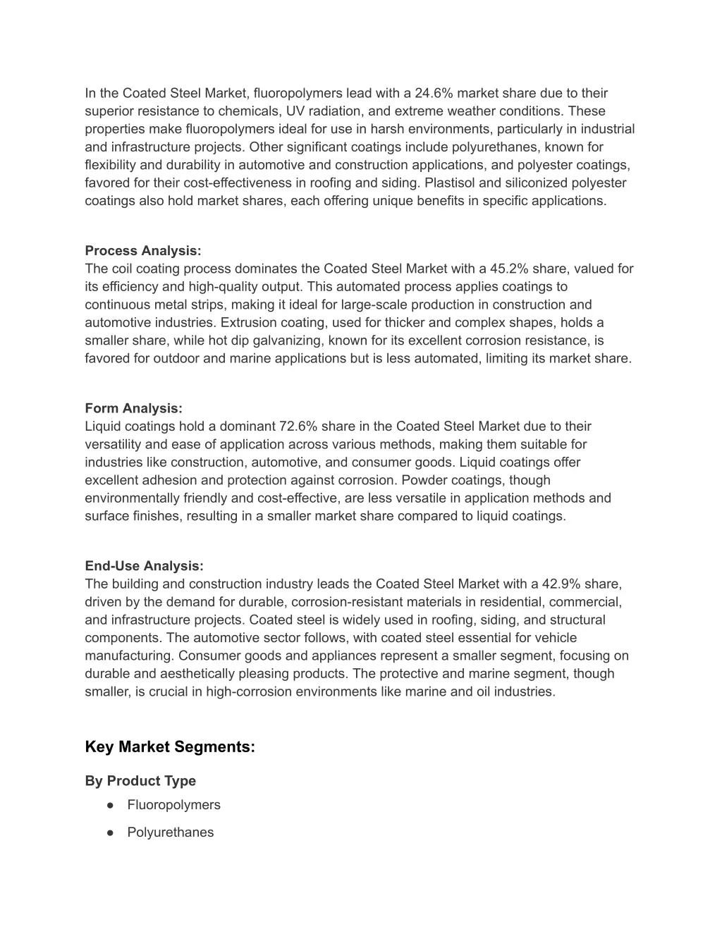 in the coated steel market fluoropolymers lead