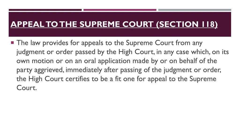 appeal to the supreme court section 118