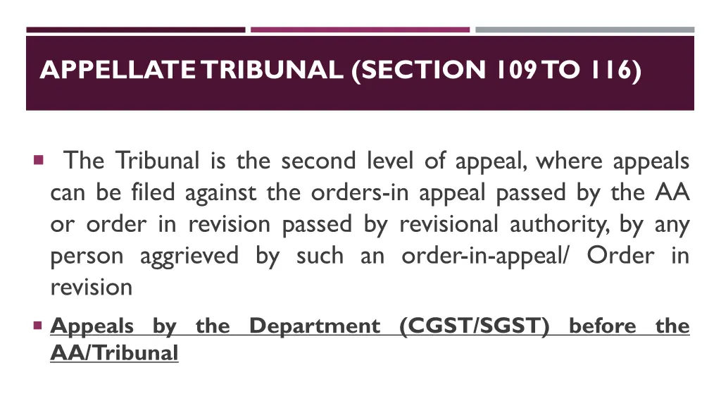 appellate tribunal section 109 to 116