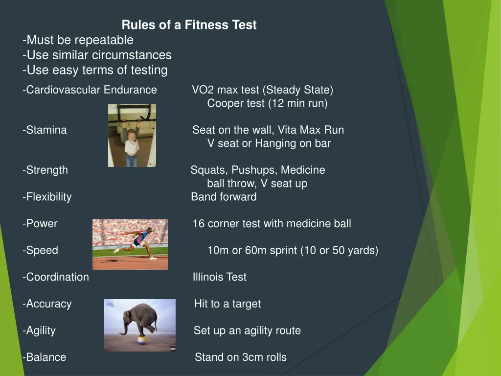 rules of a fitness test