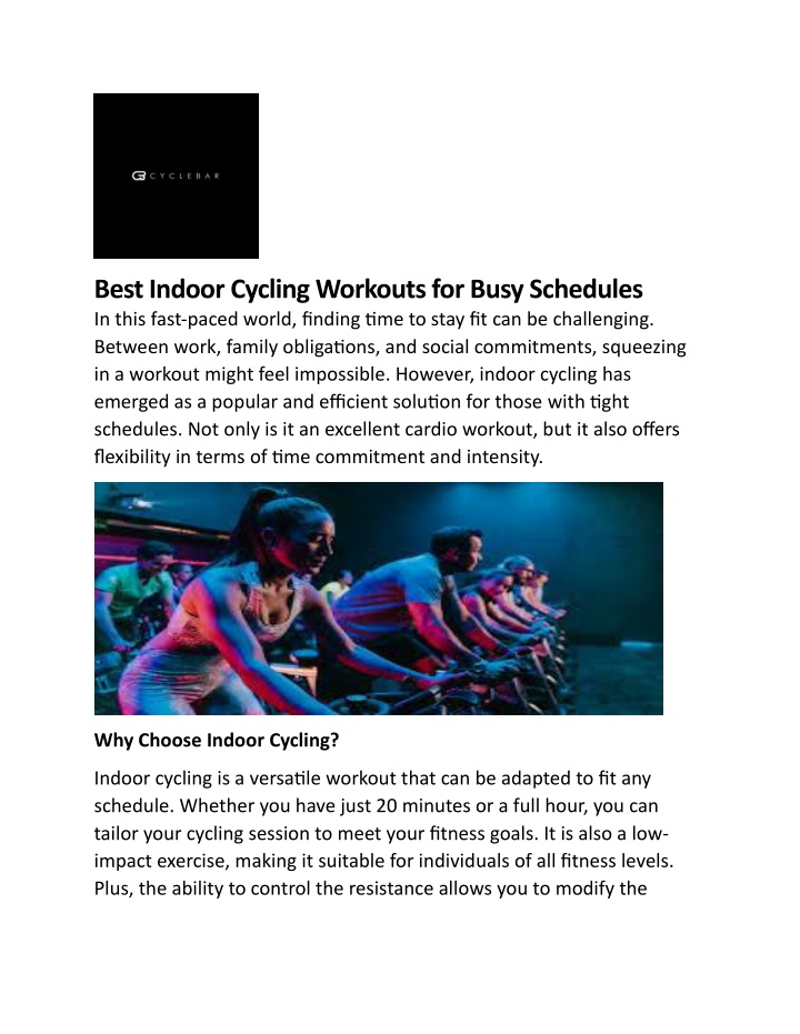 best indoor cycling workouts for busy schedules