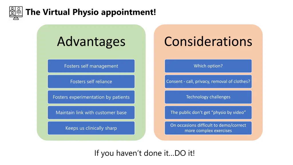 the virtual physio appointment