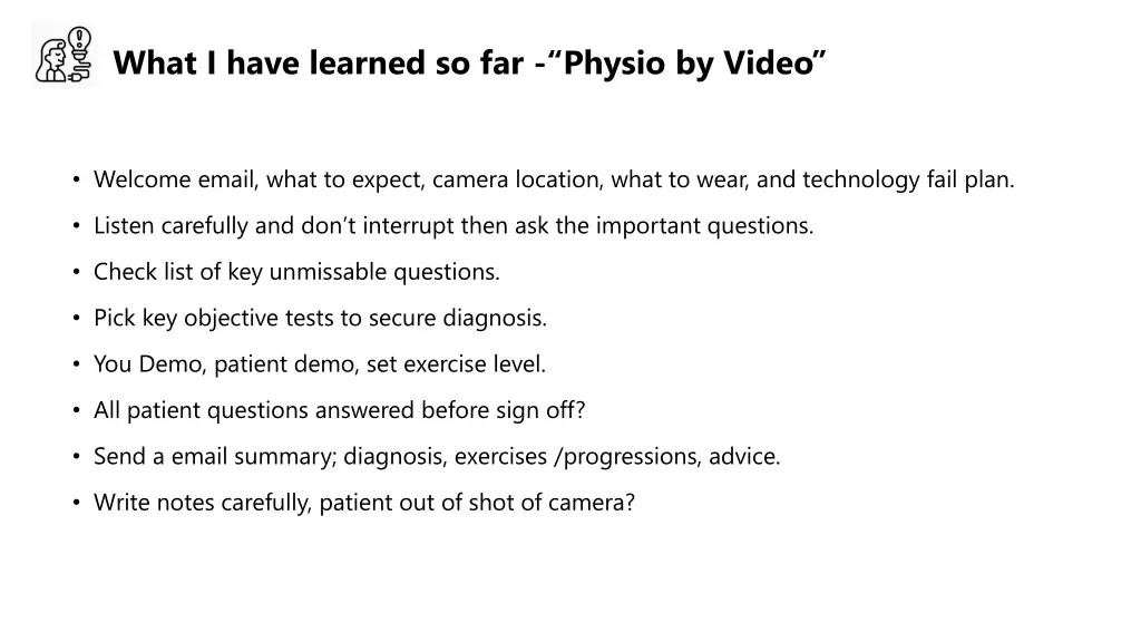 what i have learned so far physio by video