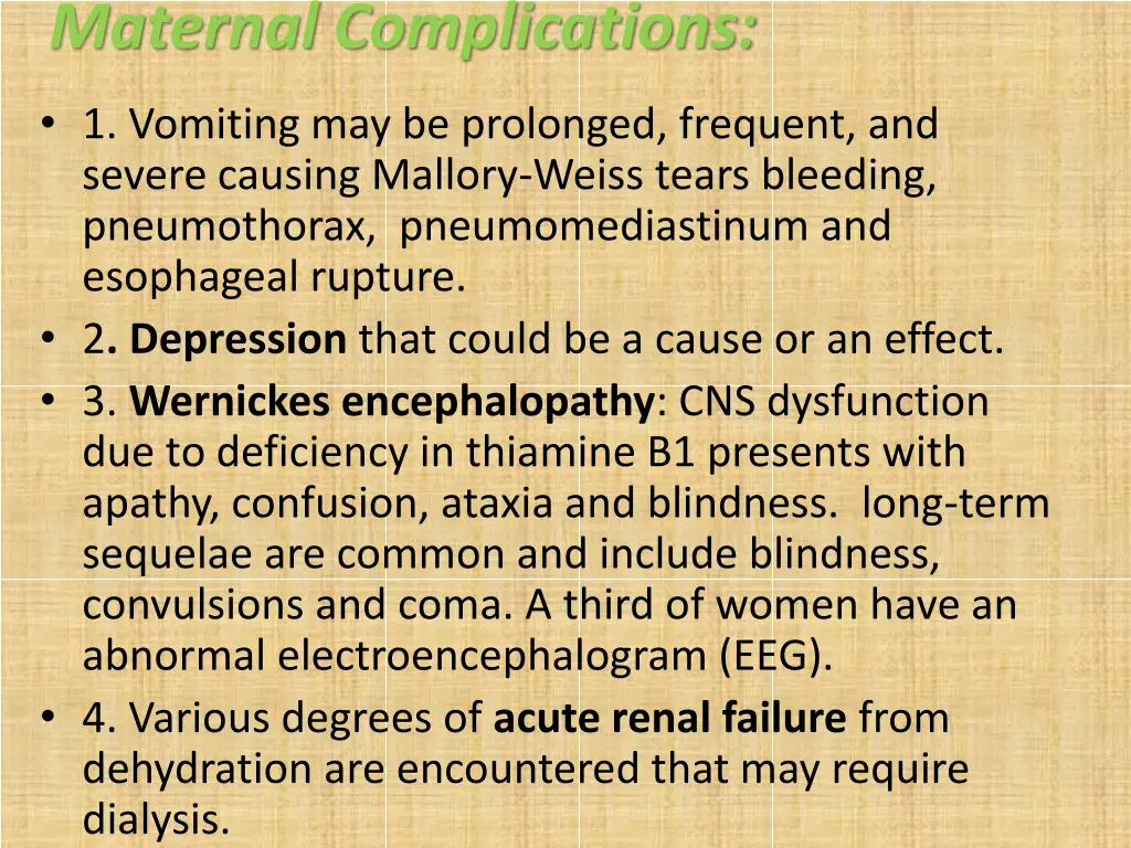 maternal complications