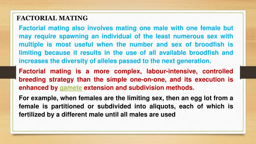 factorial mating