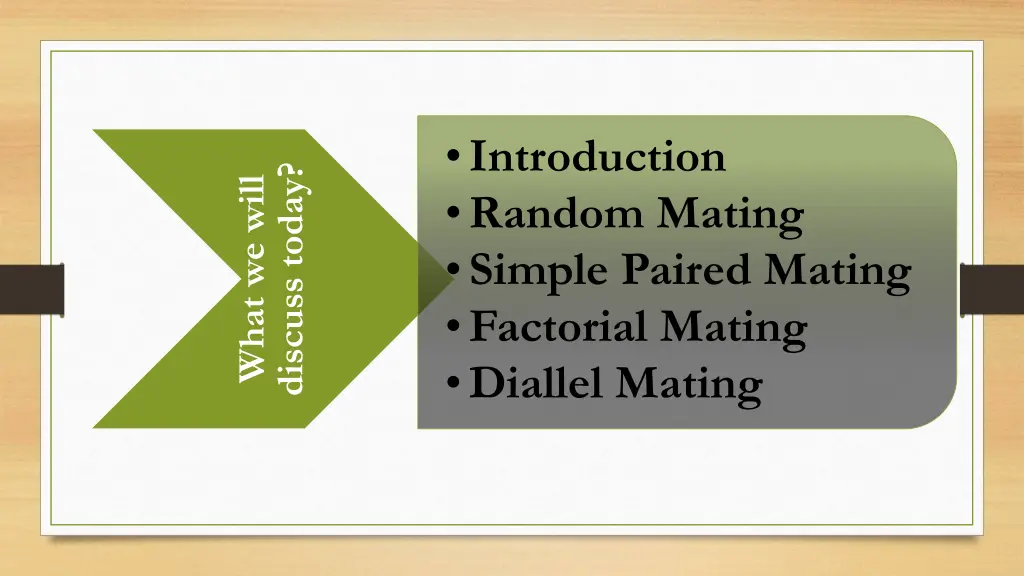 introduction random mating simple paired mating