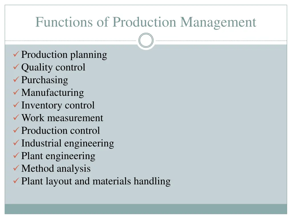 functions of production management