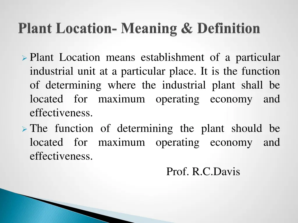 plant location means establishment