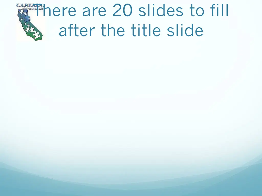 there are 20 slides to fill after the title slide