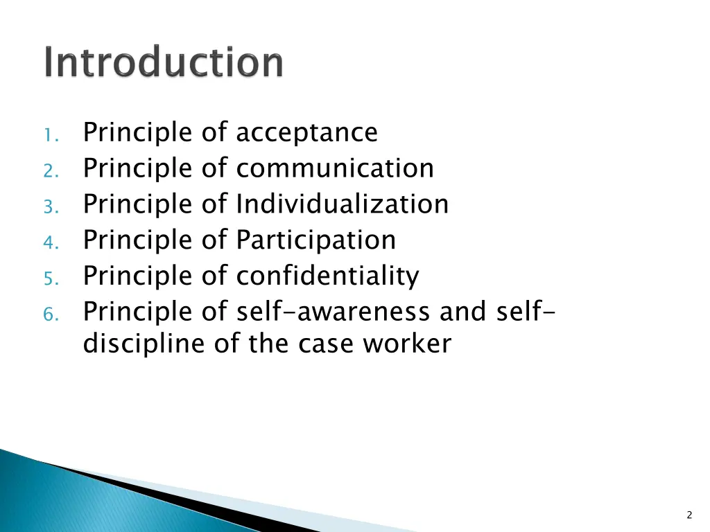 1 principle of acceptance 2 principle