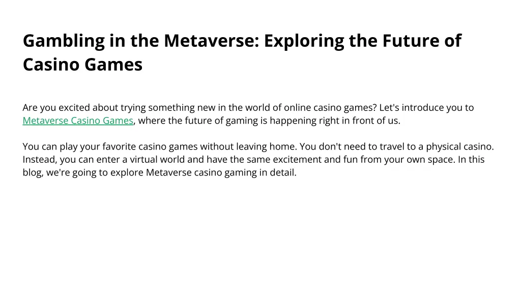 gambling in the metaverse exploring the future 1