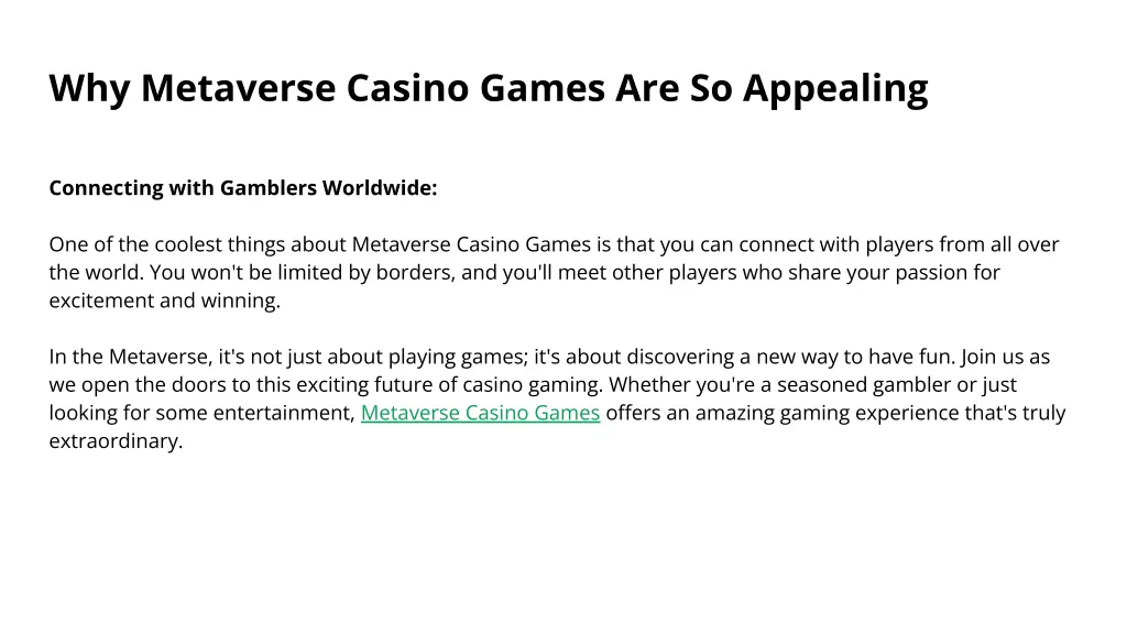 why metaverse casino games are so appealing