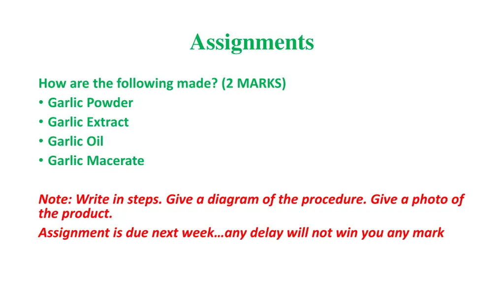 assignments