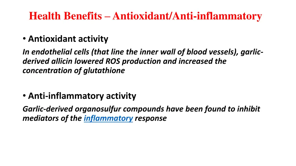 health benefits antioxidant anti inflammatory