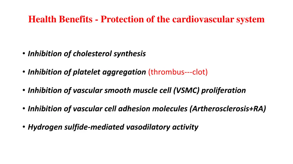 health benefits protection of the cardiovascular