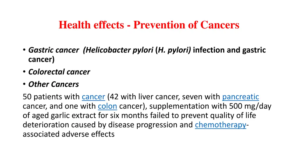 health effects prevention of cancers